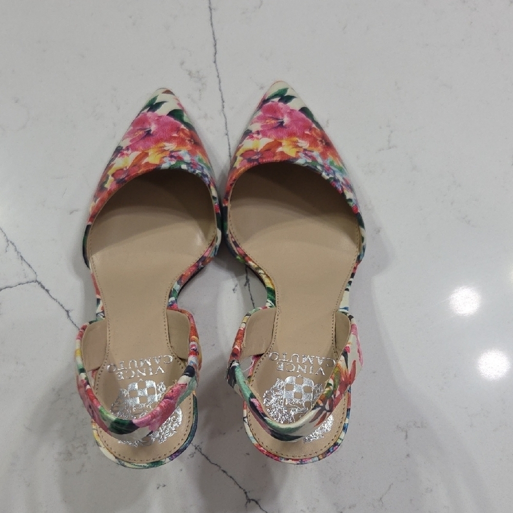 Vince Camuto Floral Slingback Heels Sz7 New Without Tag - Picture 5 of 8
